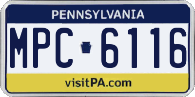 PA license plate MPC6116