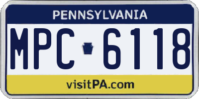 PA license plate MPC6118