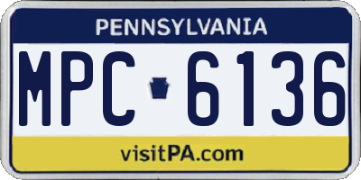 PA license plate MPC6136