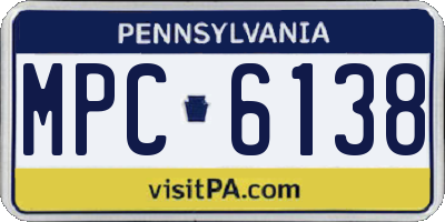 PA license plate MPC6138