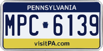 PA license plate MPC6139