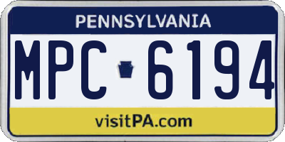 PA license plate MPC6194