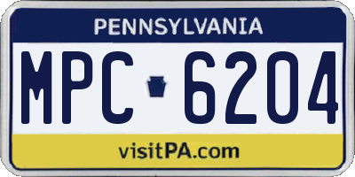 PA license plate MPC6204