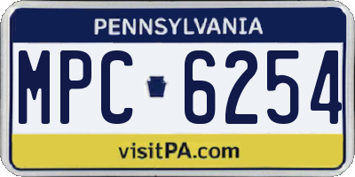 PA license plate MPC6254