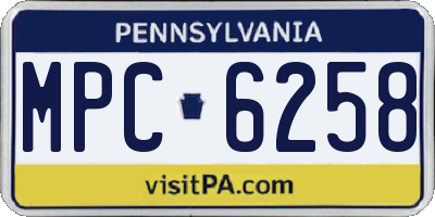PA license plate MPC6258