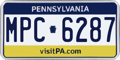 PA license plate MPC6287