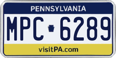 PA license plate MPC6289