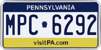 PA license plate MPC6292
