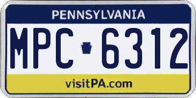 PA license plate MPC6312