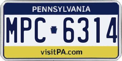 PA license plate MPC6314