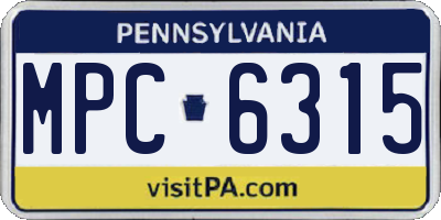 PA license plate MPC6315
