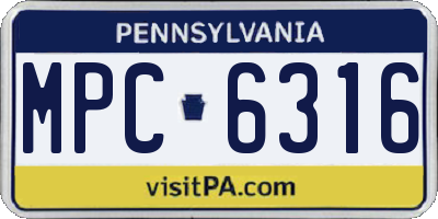 PA license plate MPC6316