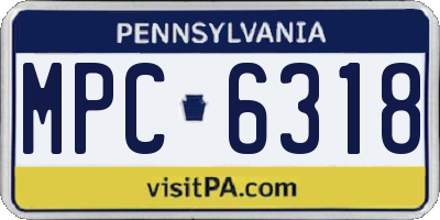 PA license plate MPC6318