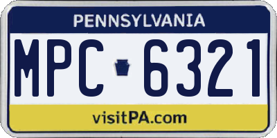 PA license plate MPC6321