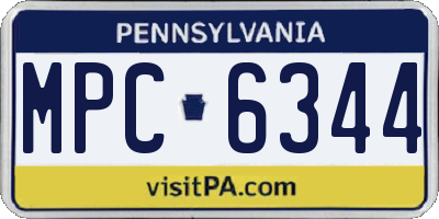 PA license plate MPC6344