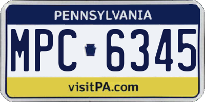 PA license plate MPC6345