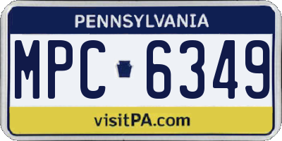 PA license plate MPC6349