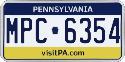 PA license plate MPC6354