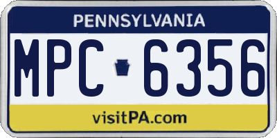 PA license plate MPC6356