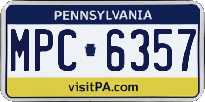 PA license plate MPC6357