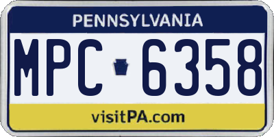 PA license plate MPC6358