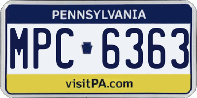 PA license plate MPC6363