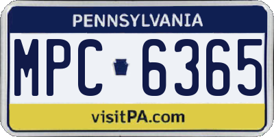 PA license plate MPC6365