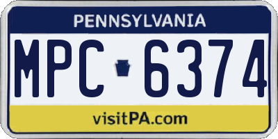 PA license plate MPC6374