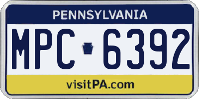 PA license plate MPC6392