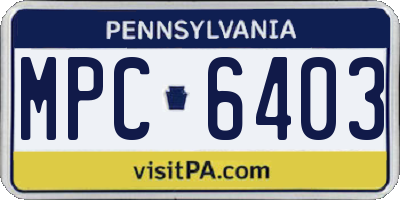 PA license plate MPC6403