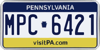 PA license plate MPC6421