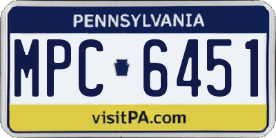 PA license plate MPC6451