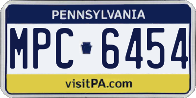PA license plate MPC6454