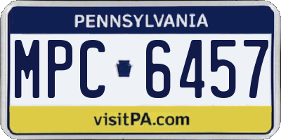 PA license plate MPC6457