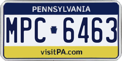 PA license plate MPC6463