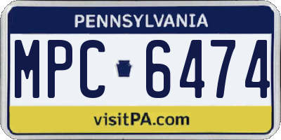 PA license plate MPC6474
