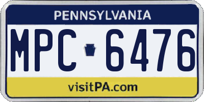 PA license plate MPC6476