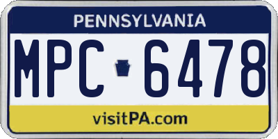 PA license plate MPC6478
