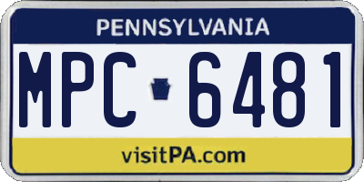 PA license plate MPC6481