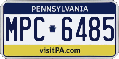 PA license plate MPC6485