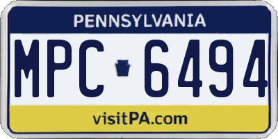 PA license plate MPC6494