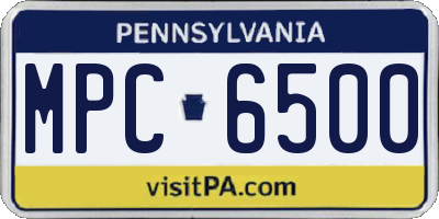 PA license plate MPC6500