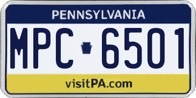 PA license plate MPC6501