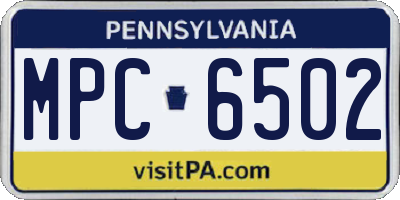 PA license plate MPC6502