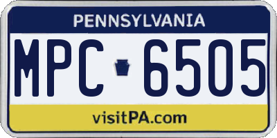 PA license plate MPC6505