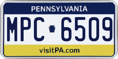 PA license plate MPC6509