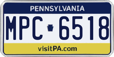 PA license plate MPC6518