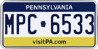 PA license plate MPC6533