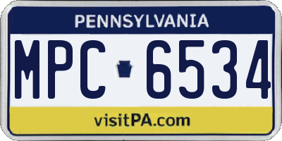 PA license plate MPC6534
