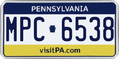 PA license plate MPC6538